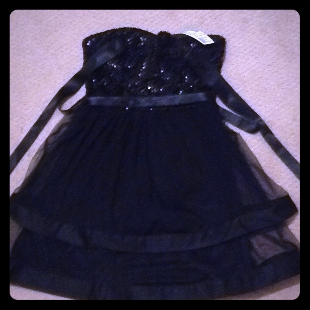 Strapless Black Sequin Dress